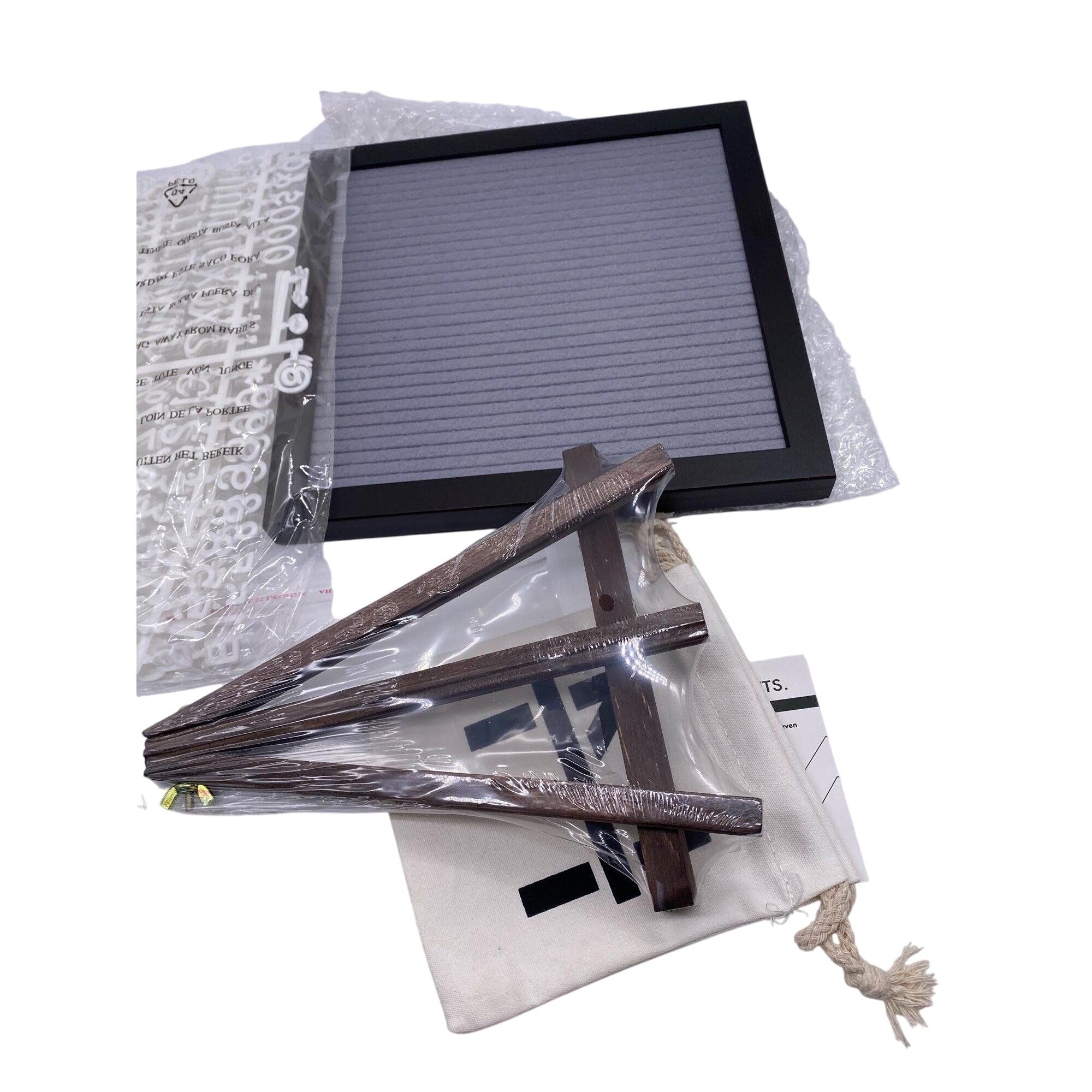 MultiTed Gray Felt Letter Board W/ Espresso Wooden Frame Stand & 362 Characters