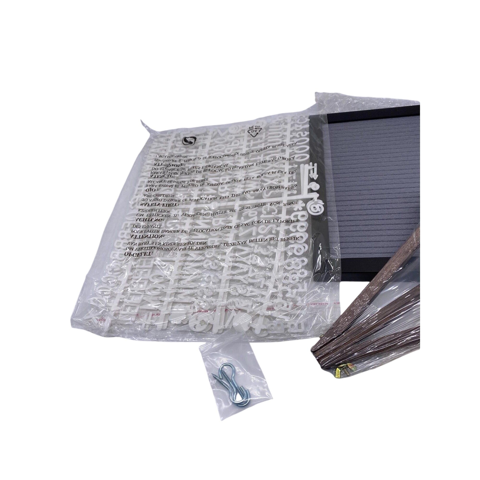 MultiTed Gray Felt Letter Board W/ Espresso Wooden Frame Stand & 362 Characters