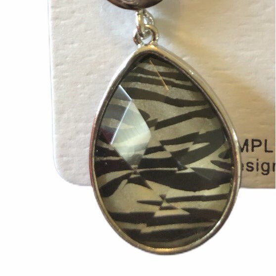 Meme Chic Zebra Pattern Drop Earrings With Rhinestone Accents