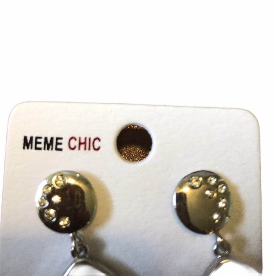 Meme Chic Zebra Pattern Drop Earrings With Rhinestone Accents