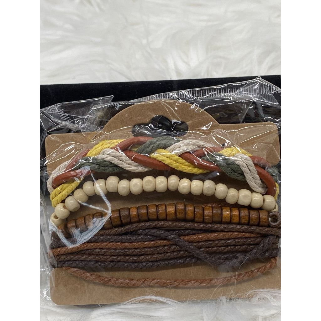 Multilayered Woven & Beaded Bangle Bracelet Unisex Fashion Jewelry Boho Style