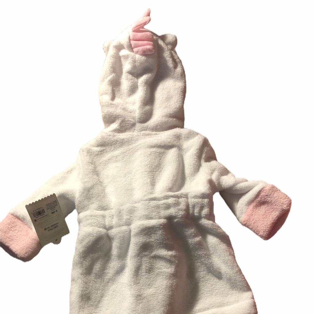 Cloud Island Okeo-Tex Baby Girl Unicorn Hooded Bath Robe Size 6-9M White & Pink