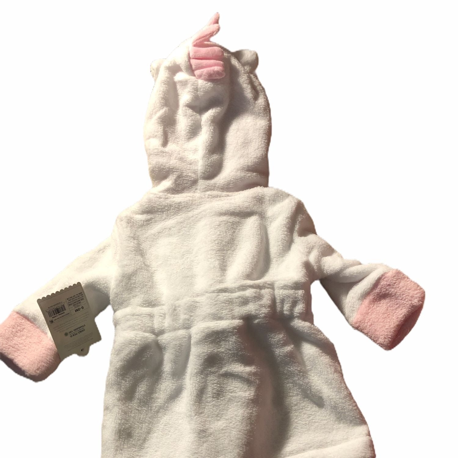 Cloud Island Okeo-Tex Baby Girl Unicorn Hooded Bath Robe Size 6-9M White & Pink