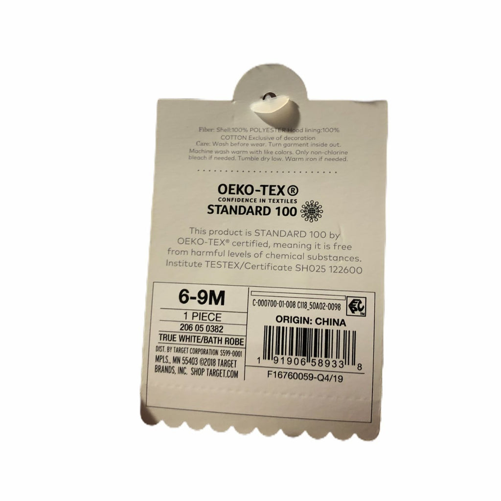 Cloud Island Okeo-Tex Baby Girl Unicorn Hooded Bath Robe Size 6-9M White & Pink