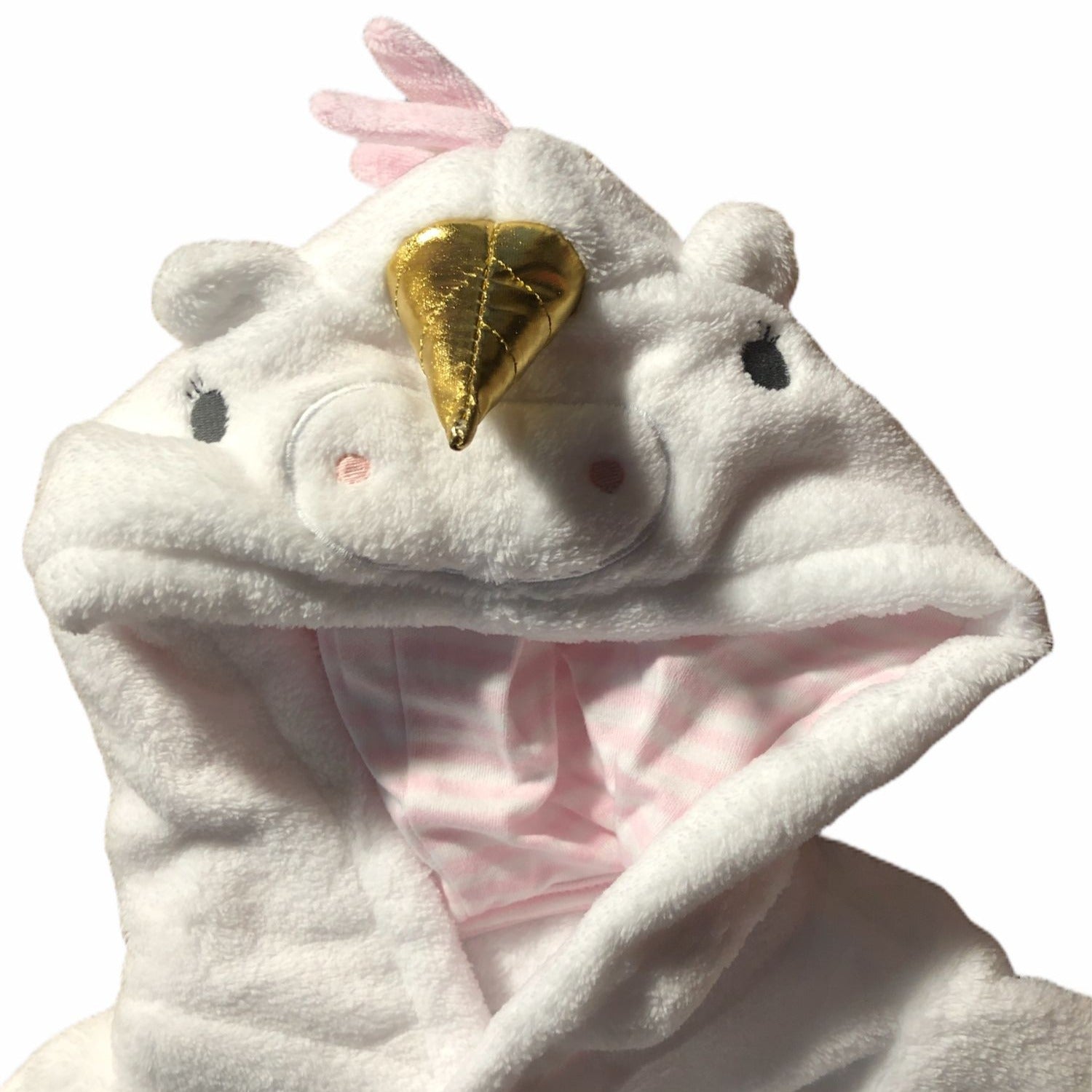 Cloud Island Okeo-Tex Baby Girl Unicorn Hooded Bath Robe Size 6-9M White & Pink