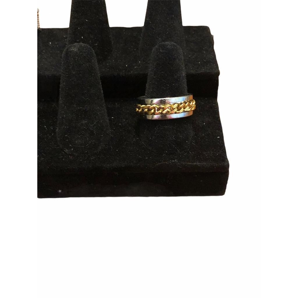 Stainless Steel Chain Spinner Ring Gold & Silver Unisex Sizes 7-10 Wedding Band