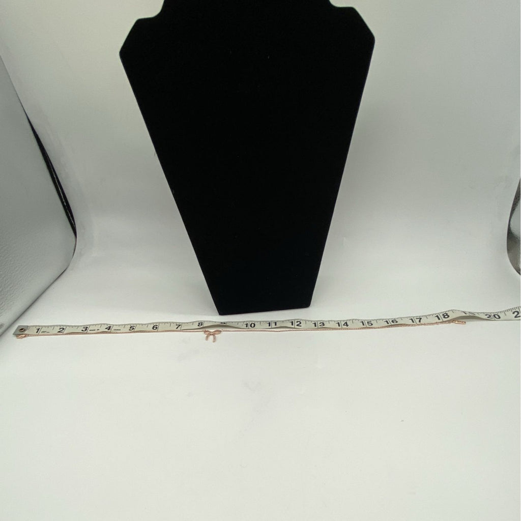 Ruella Bedazzled Ribbon Charm Necklace Womens Rose Gold Elegant Chain 21-50cm