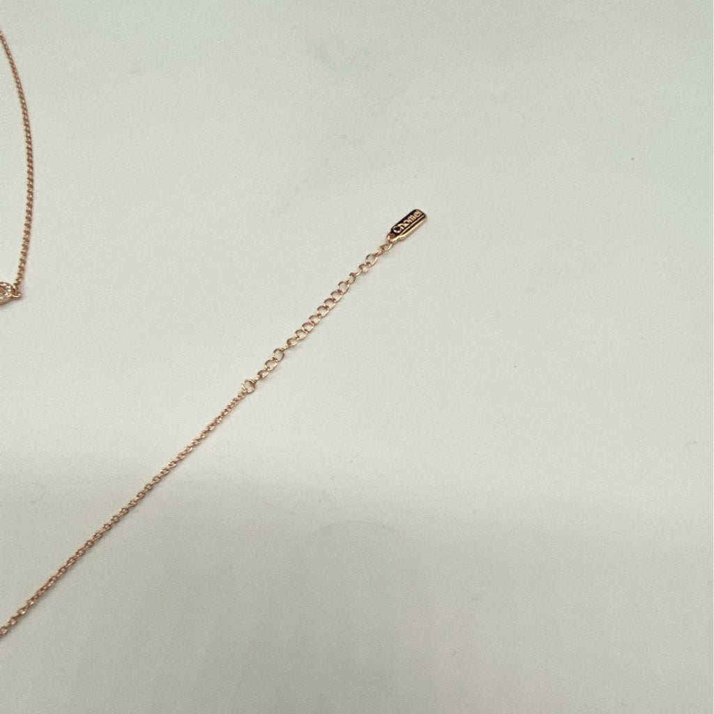 Ruella Bedazzled Ribbon Charm Necklace Womens Rose Gold Elegant Chain 21-50cm