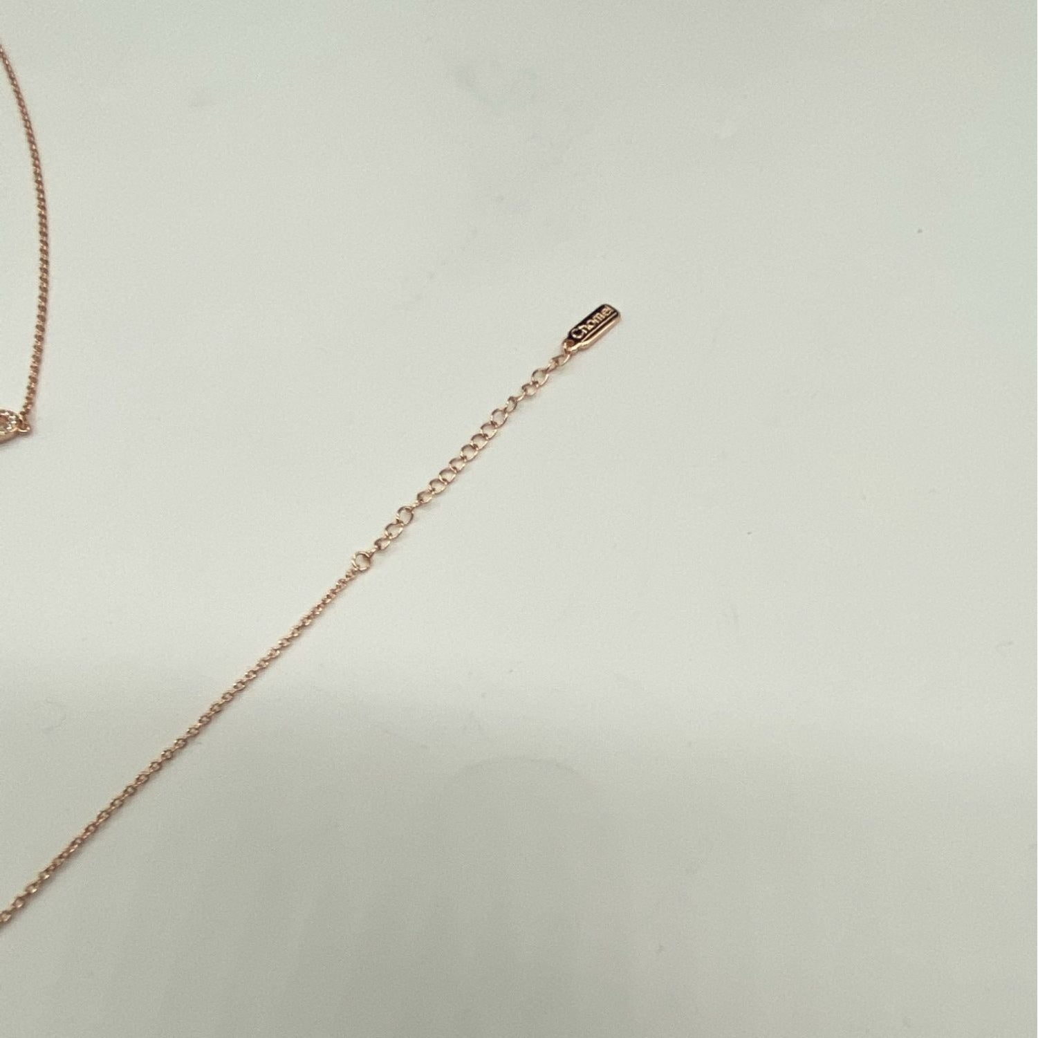 Ruella Bedazzled Ribbon Charm Necklace Womens Rose Gold Elegant Chain 21-50cm