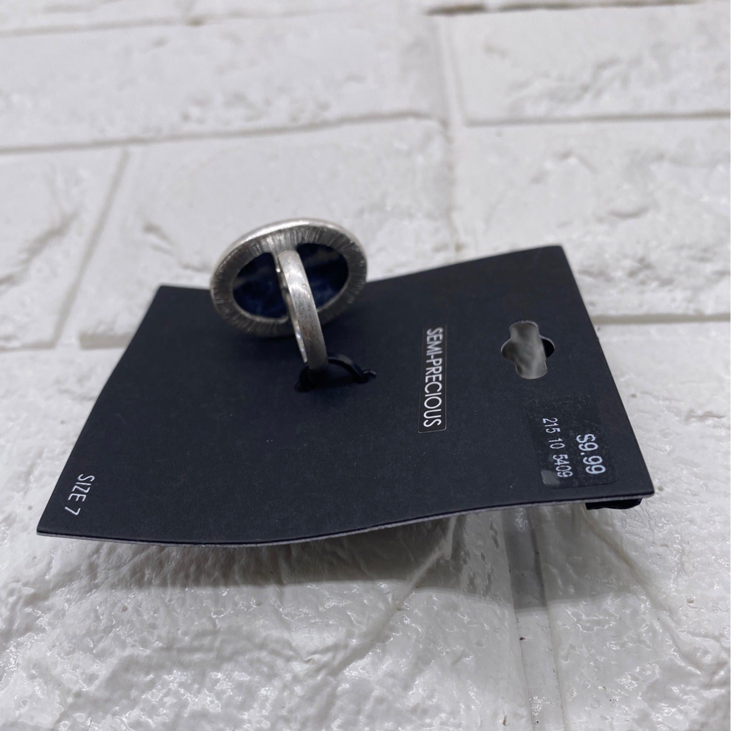 Semi Precious Women’s Ring Blue Stone Silver Finish Size 7 Elegant Jewelry