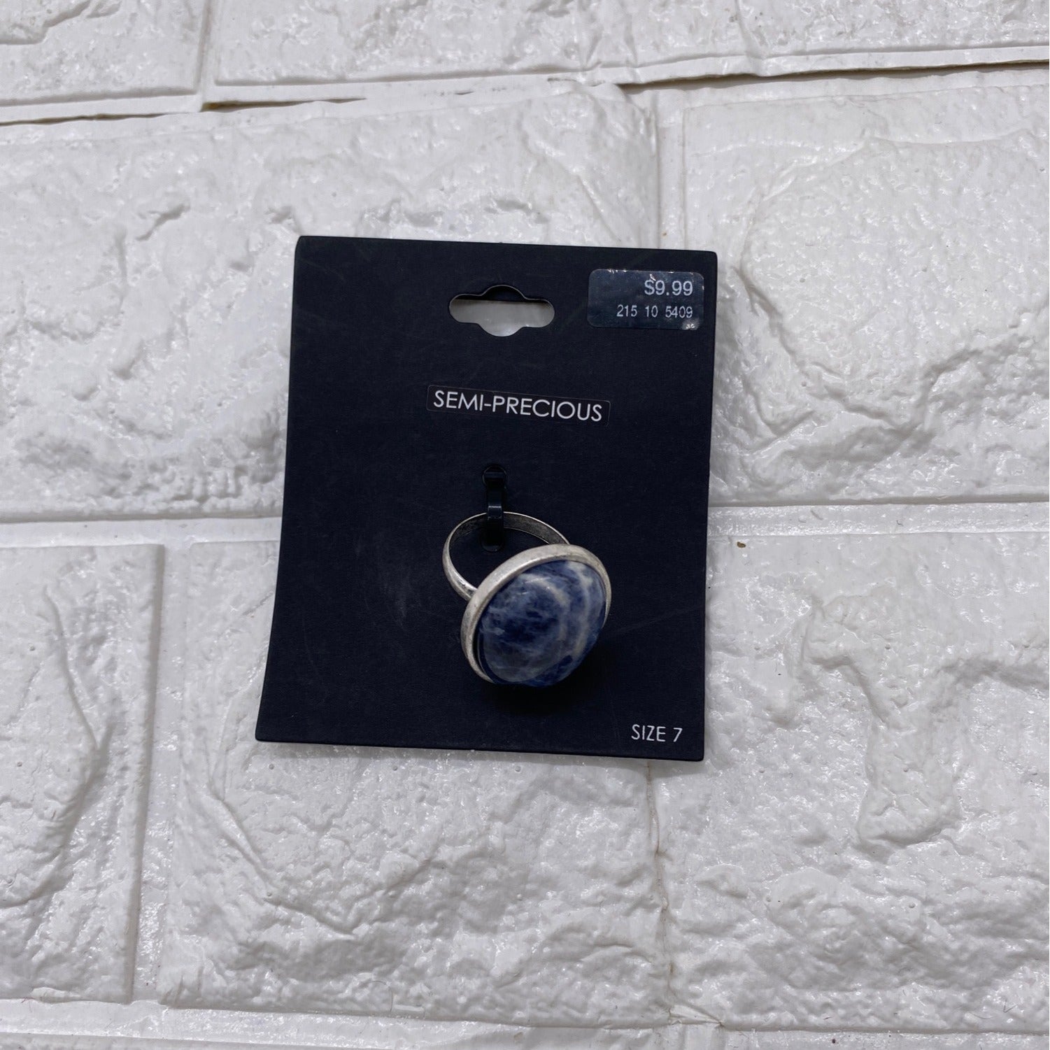 Semi Precious Women’s Ring Blue Stone Silver Finish Size 7 Elegant Jewelry