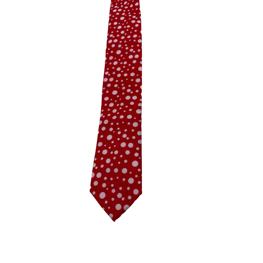 Skinny Tie Madness Chuck Buck Polka Dot Mens Necktie Cotton Red White SKM2534