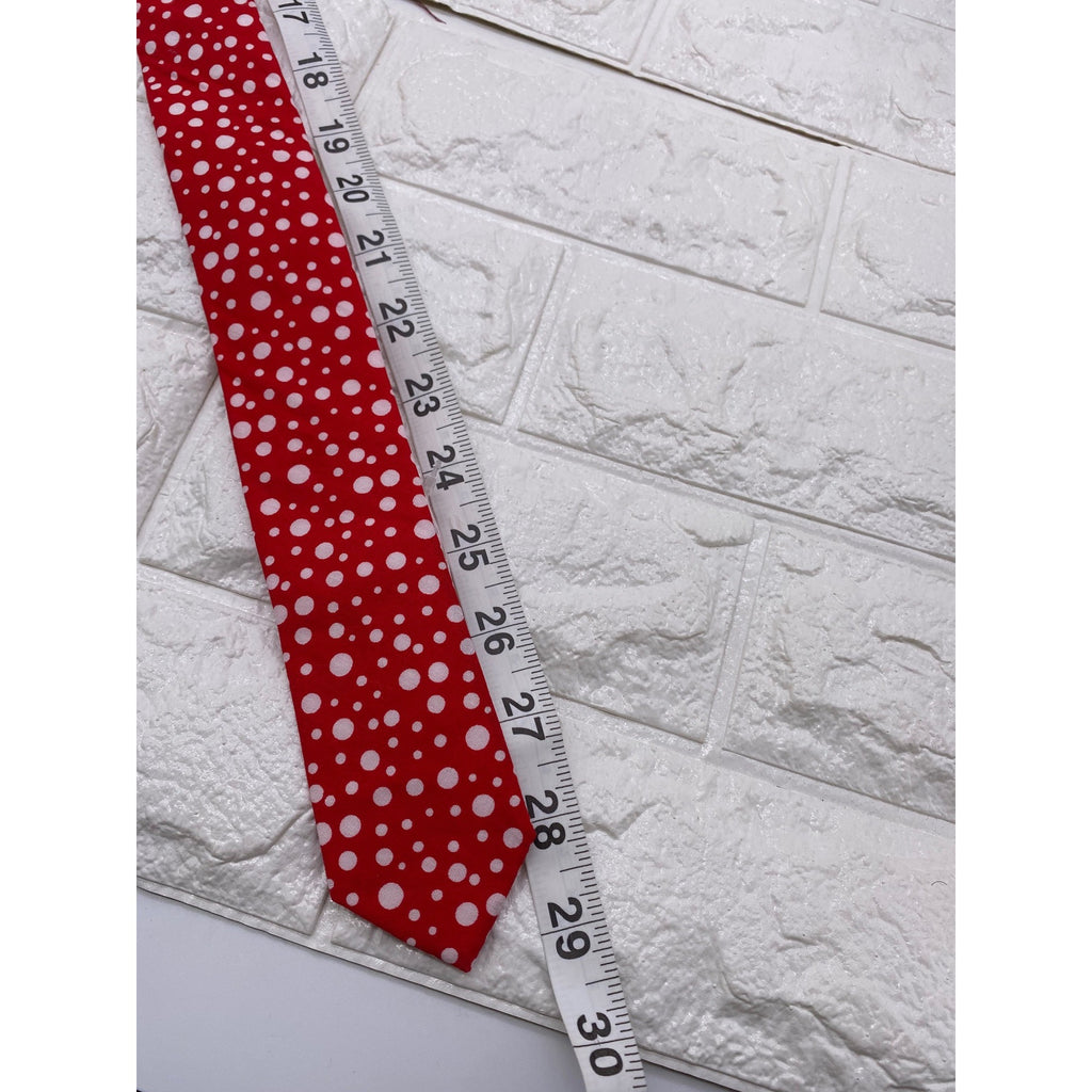 Skinny Tie Madness Chuck Buck Polka Dot Mens Necktie Cotton Red White SKM2534