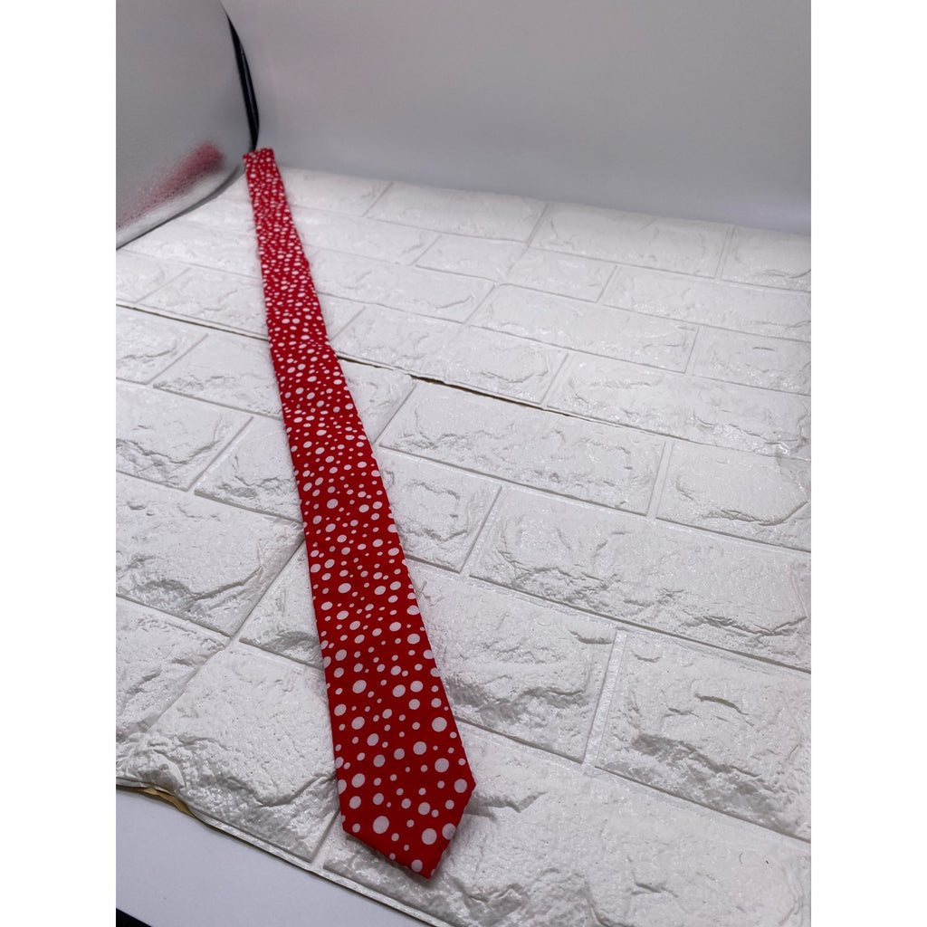 Skinny Tie Madness Chuck Buck Polka Dot Mens Necktie Cotton Red White SKM2534