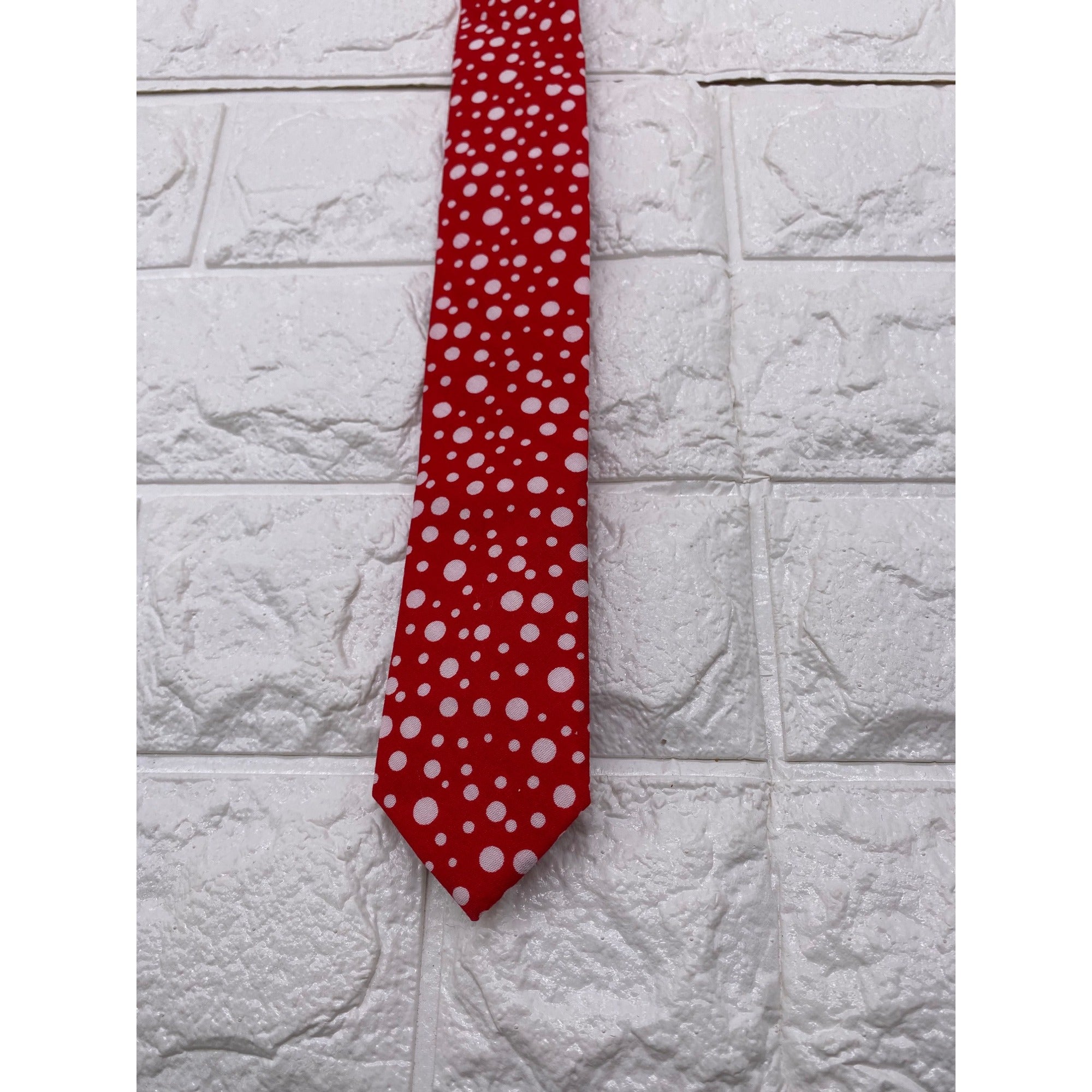 Skinny Tie Madness Chuck Buck Polka Dot Mens Necktie Cotton Red White SKM2534
