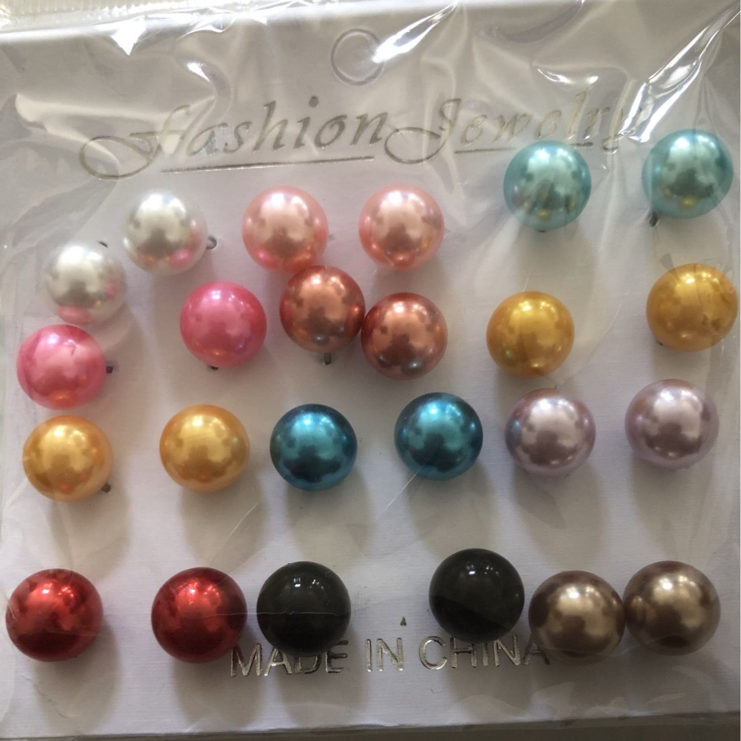 Fashion Jewelry Earring Set 12 Pairs Multicolor Pearl Studs For Women Girls