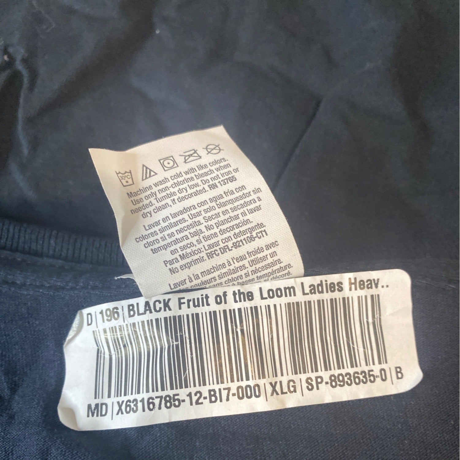 Fruit Of The Loom Ladies XL Black Graphic T-Shirt Short Sleeves HD Cotton