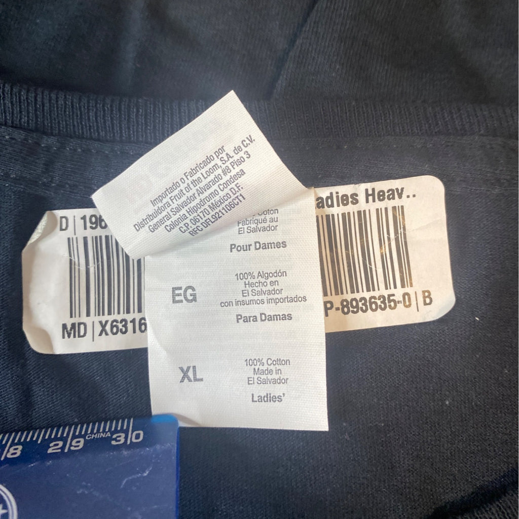 Fruit Of The Loom Ladies XL Black Graphic T-Shirt Short Sleeves HD Cotton