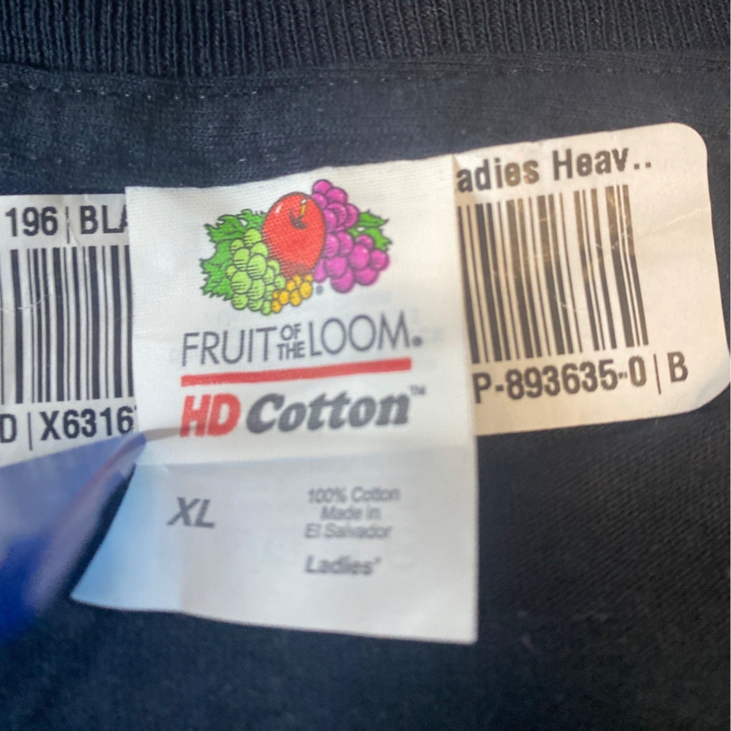 Fruit Of The Loom Ladies XL Black Graphic T-Shirt Short Sleeves HD Cotton