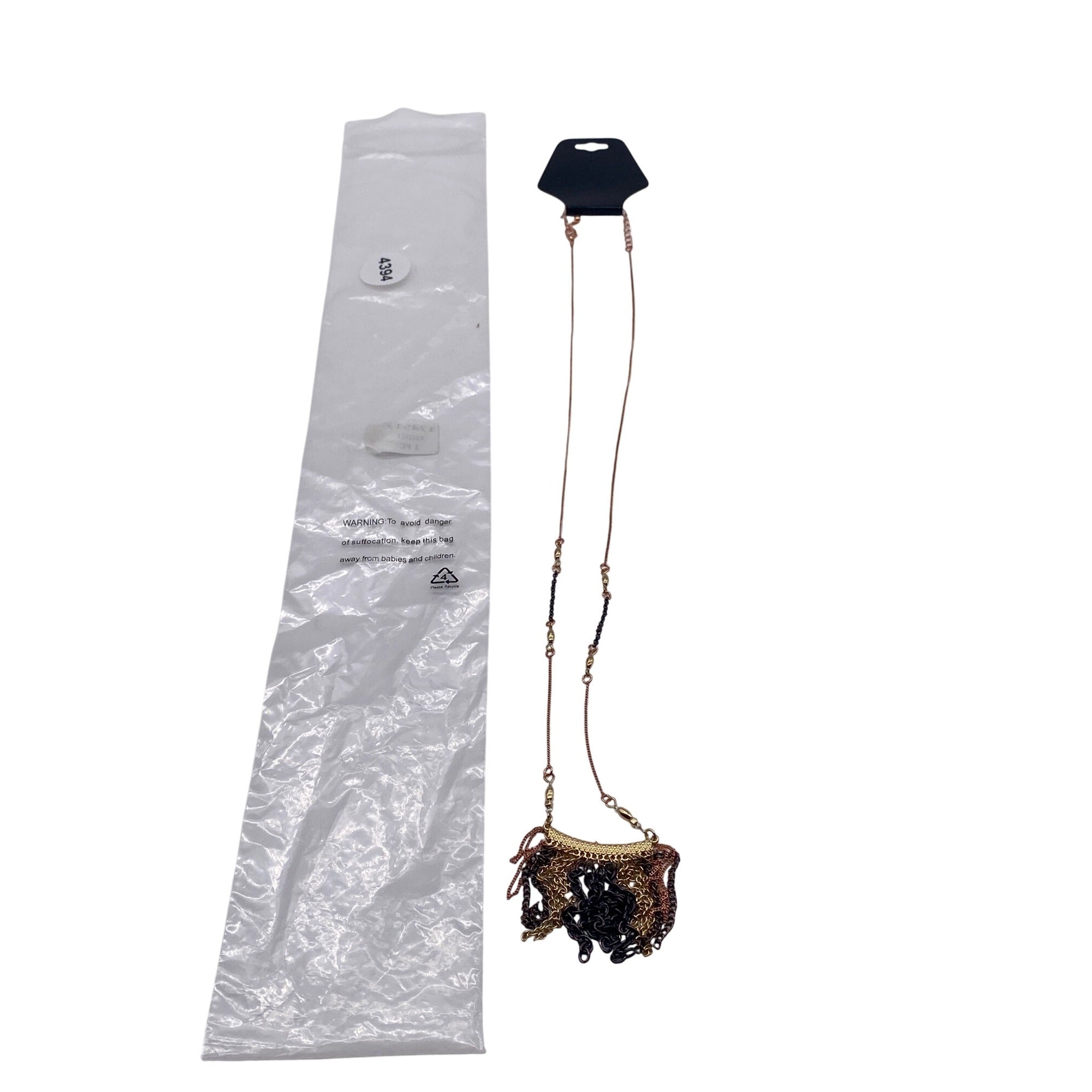 Chain Bib Cluster Fringe Necklace Rose Gold Gold Black Fashion Jewelry Adjustable