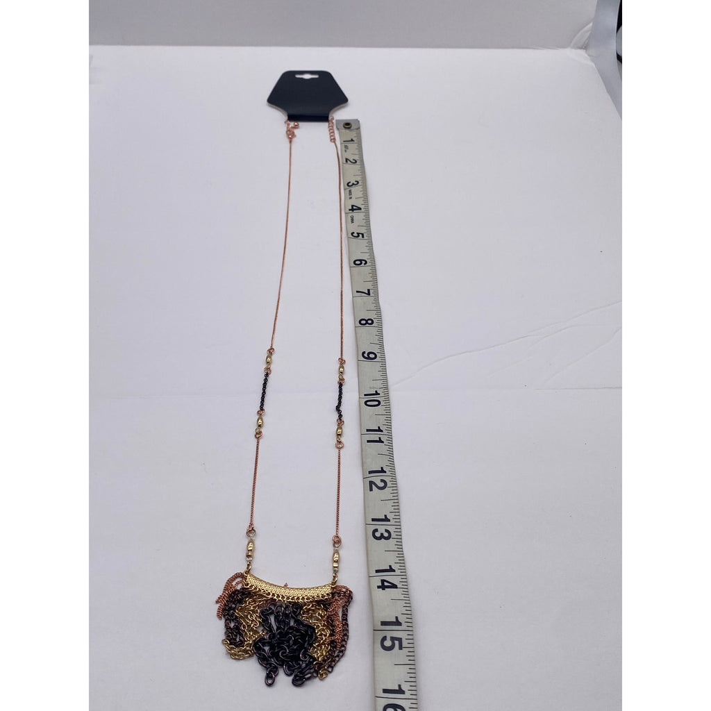 Chain Bib Cluster Fringe Necklace Rose Gold Gold Black Fashion Jewelry Adjustable