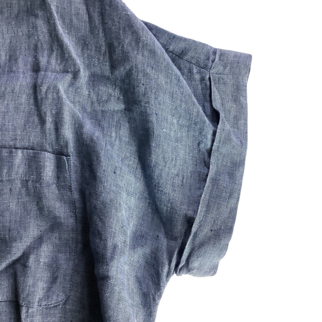 Charter Club Womens Button Up Tie Front Linen Shirt Solid Blue Ocean Small