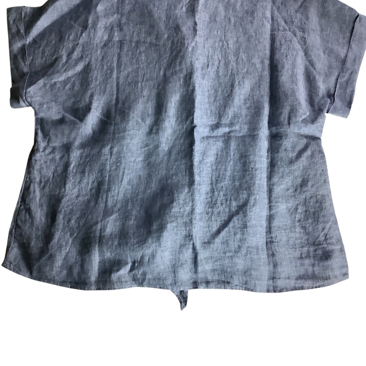 Charter Club Womens Button Up Tie Front Linen Shirt Solid Blue Ocean Small