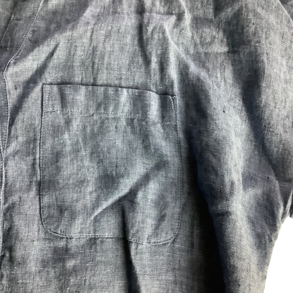 Charter Club Womens Button Up Tie Front Linen Shirt Solid Blue Ocean Small