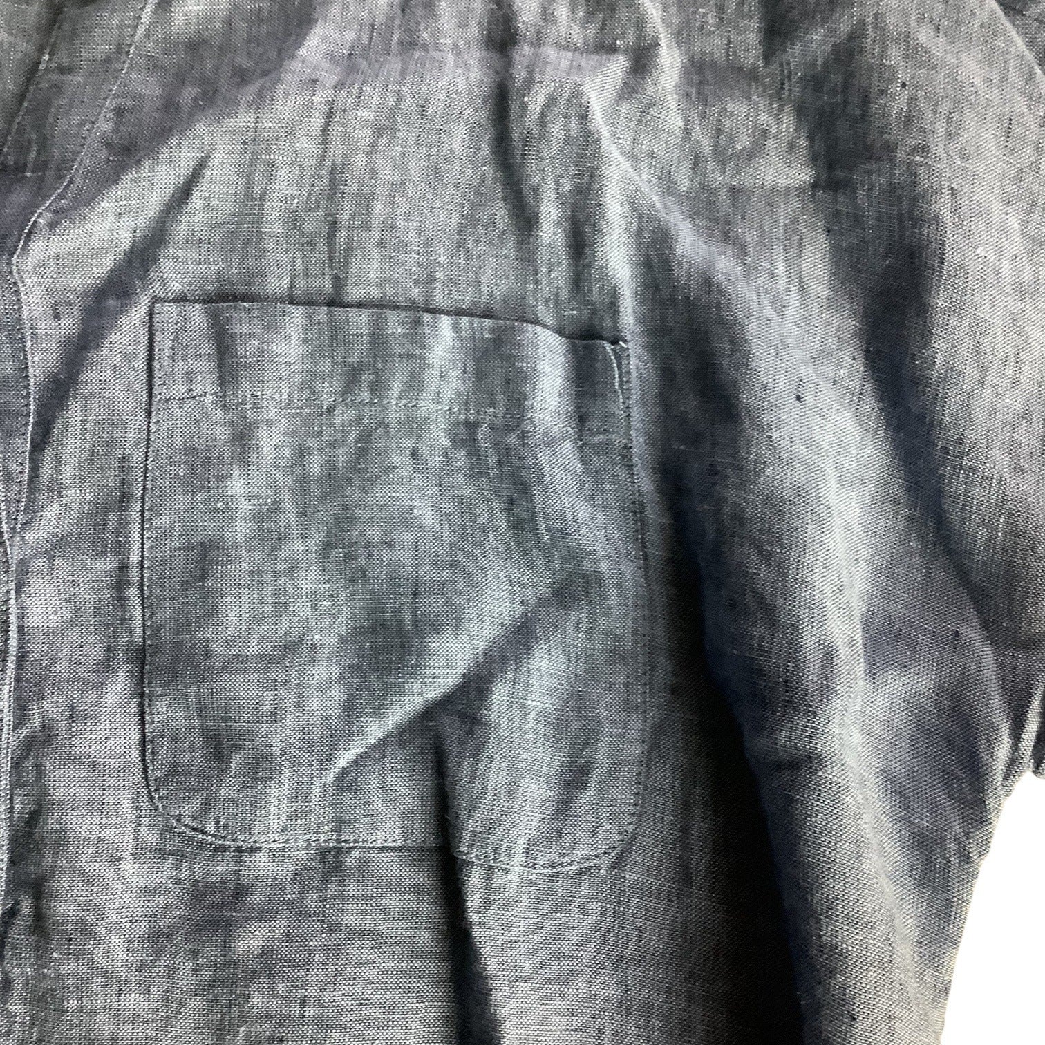 Charter Club Womens Button Up Tie Front Linen Shirt Solid Blue Ocean Small