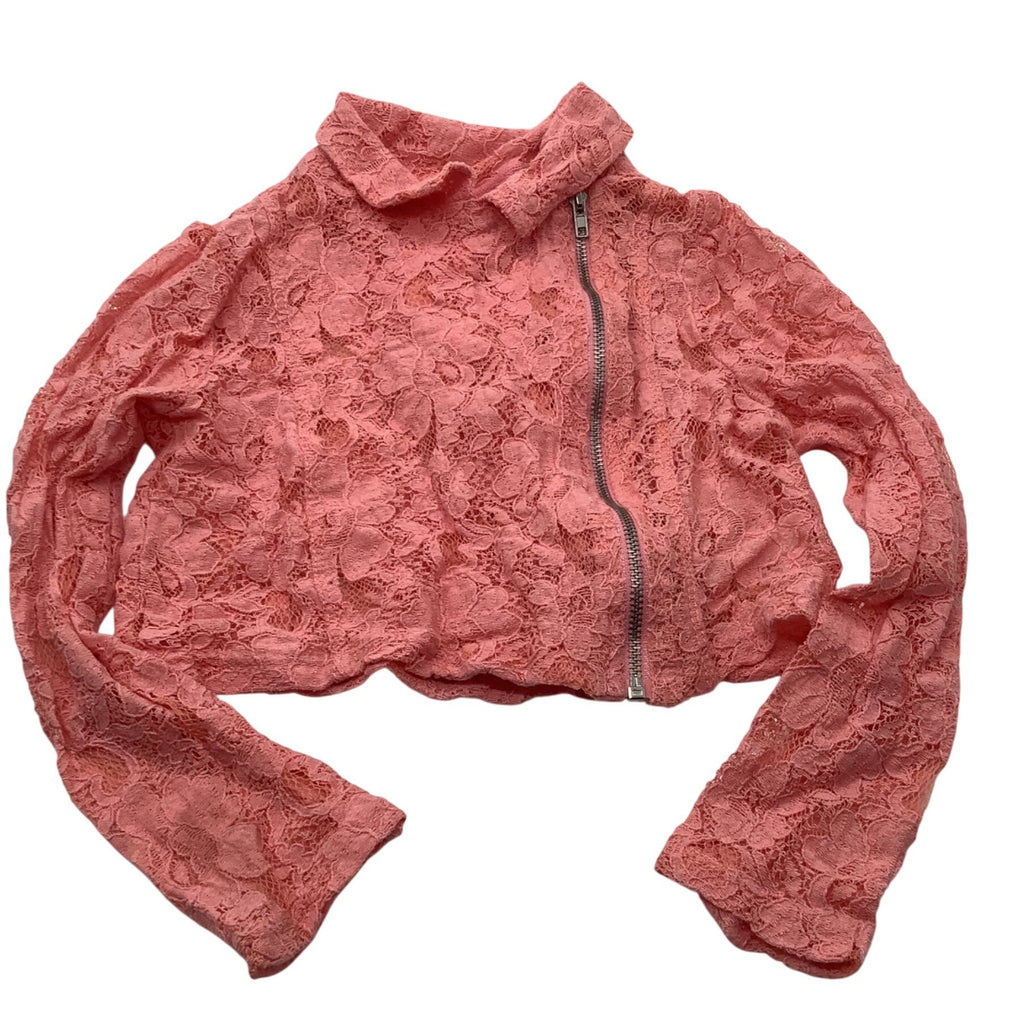 Beauttees Pink Lace Kids Jacket With Asymmetrical Zipper Closure Size 6X