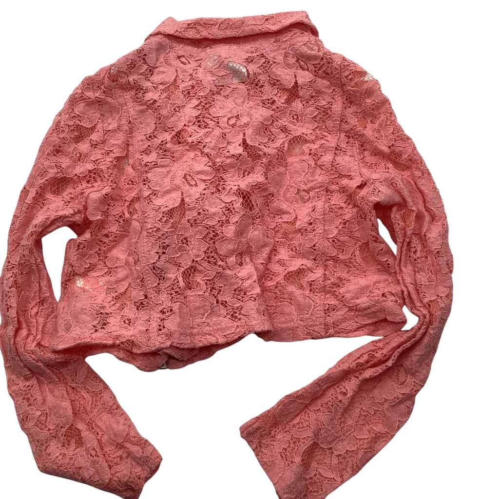 Beauttees Pink Lace Kids Jacket With Asymmetrical Zipper Closure Size 6X