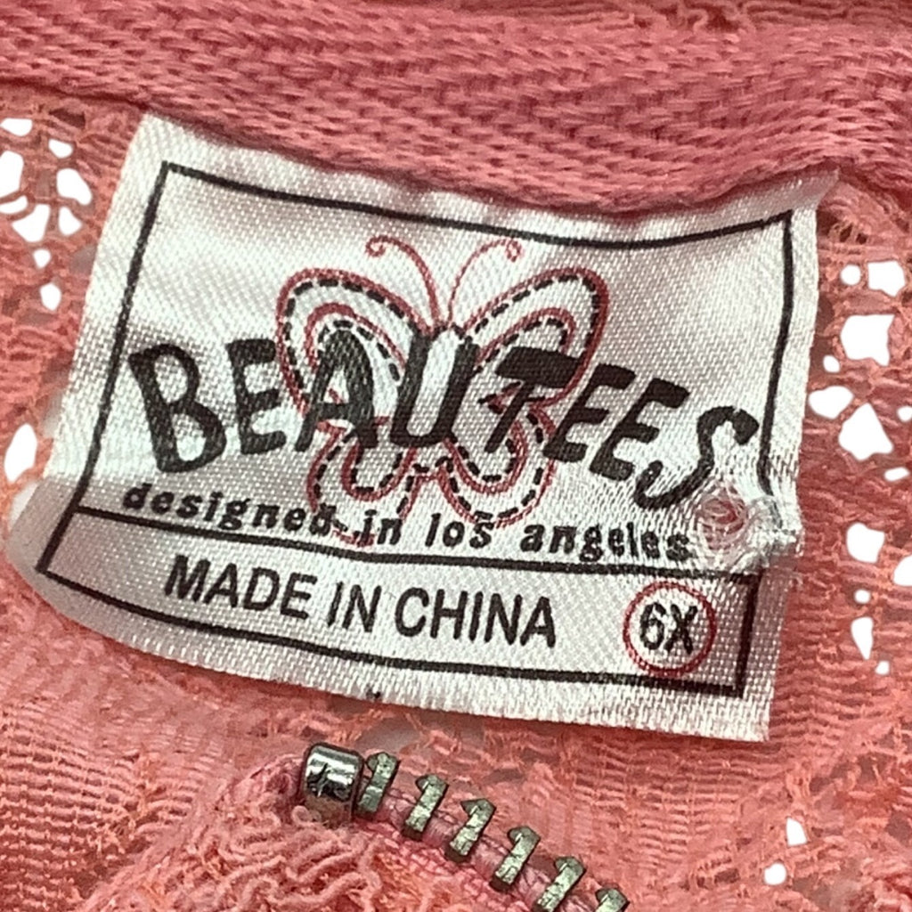 Beauttees Pink Lace Kids Jacket With Asymmetrical Zipper Closure Size 6X