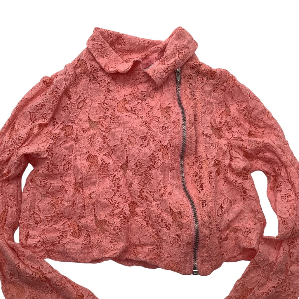 Beauttees Pink Lace Kids Jacket With Asymmetrical Zipper Closure Size 6X