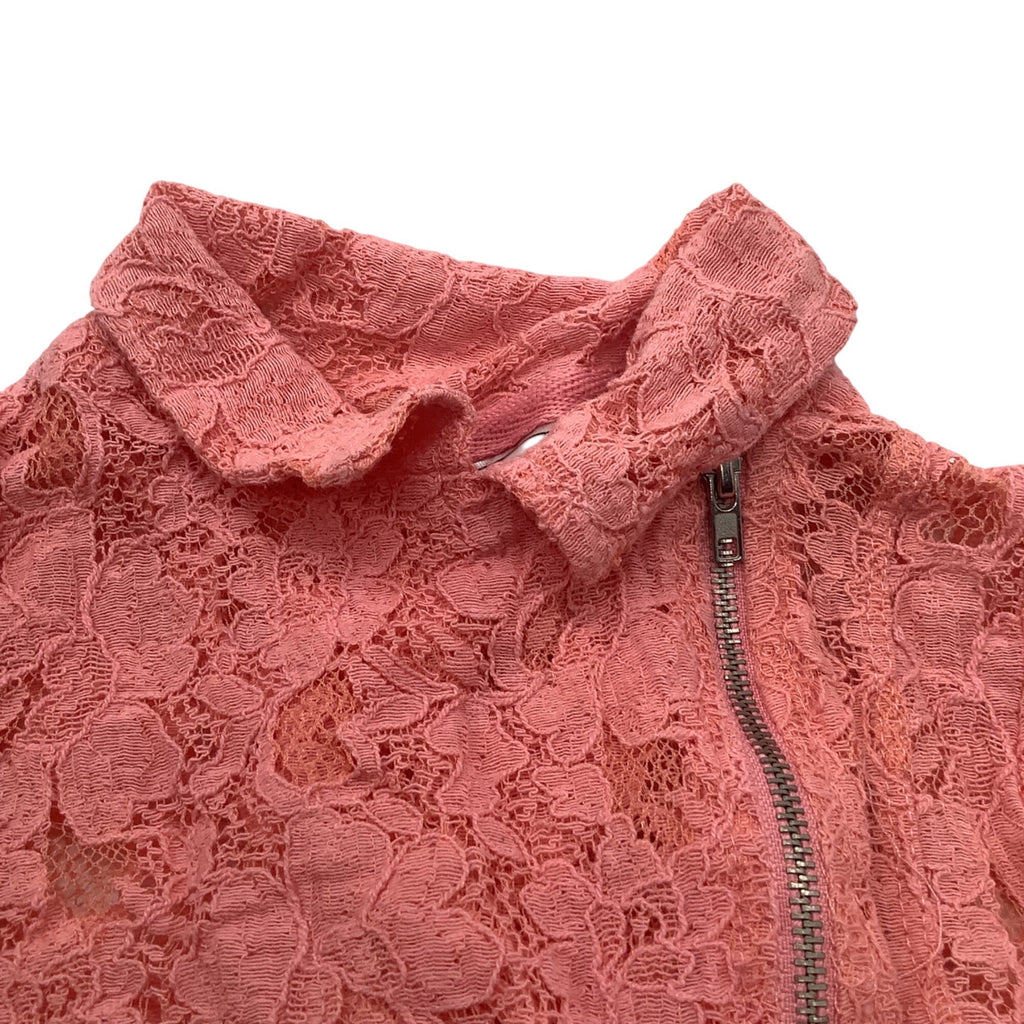 Beauttees Pink Lace Kids Jacket With Asymmetrical Zipper Closure Size 6X