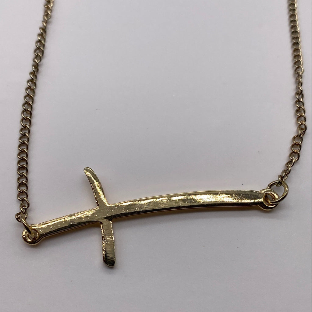 Fashion Leader Unisex Gold Tone Cross Pendant Necklace 16"