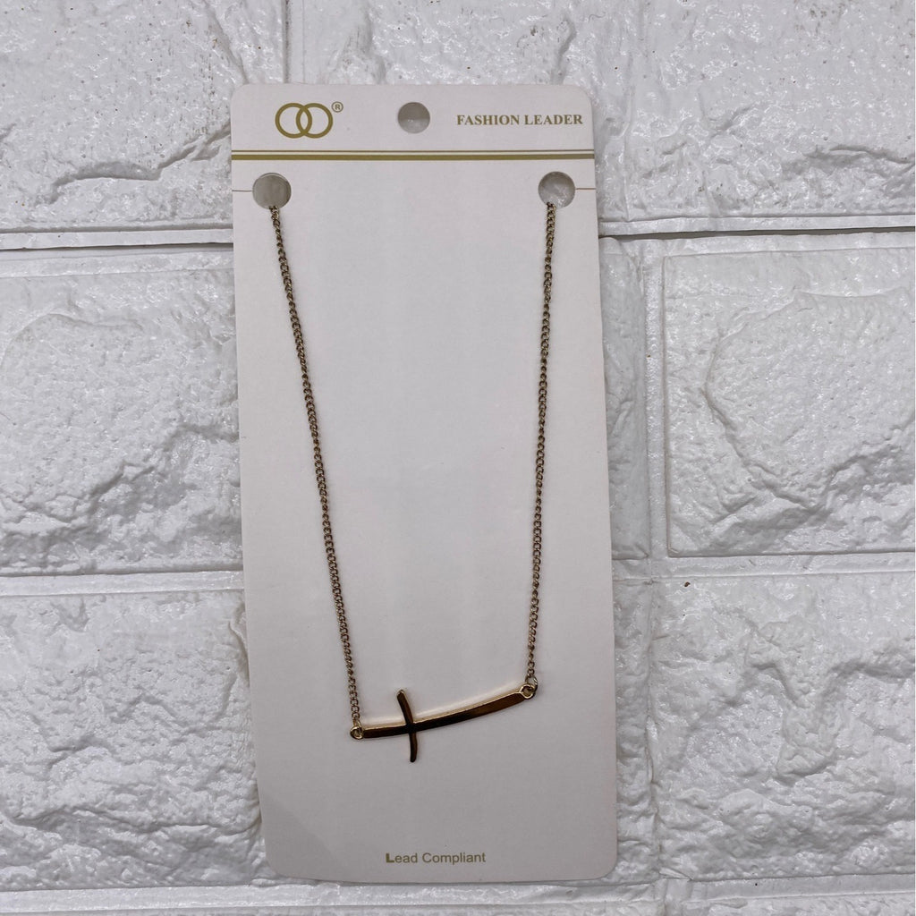 Fashion Leader Unisex Gold Tone Cross Pendant Necklace 16"