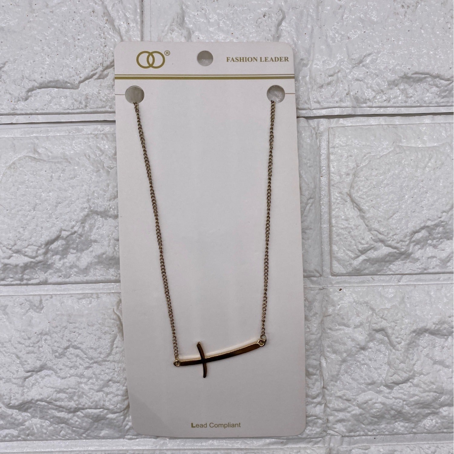 Fashion Leader Unisex Gold Tone Cross Pendant Necklace 16"