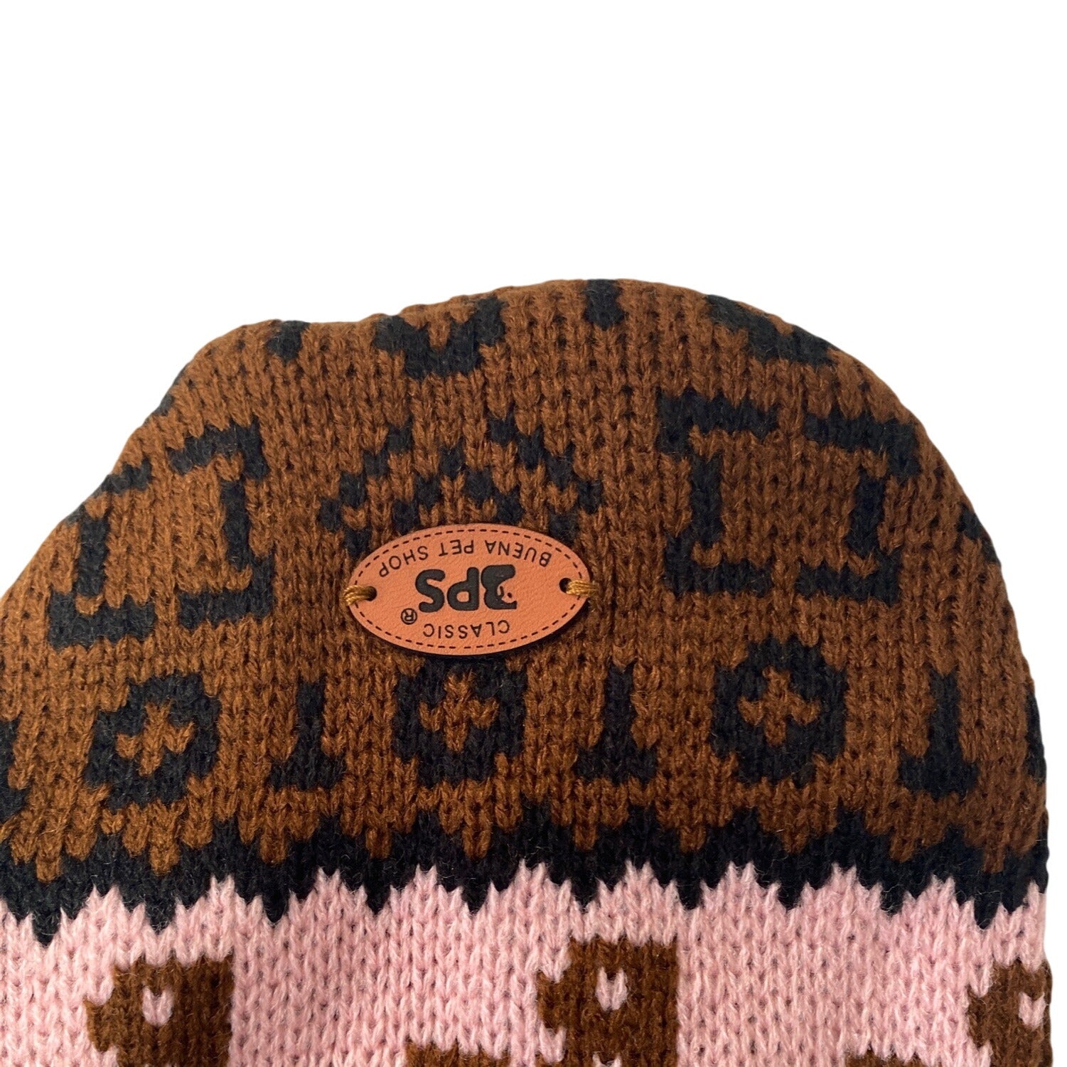 Turtleneck Pet Knit Sweater Brown Pink Acrylic Winter Vest XS Warm Wear