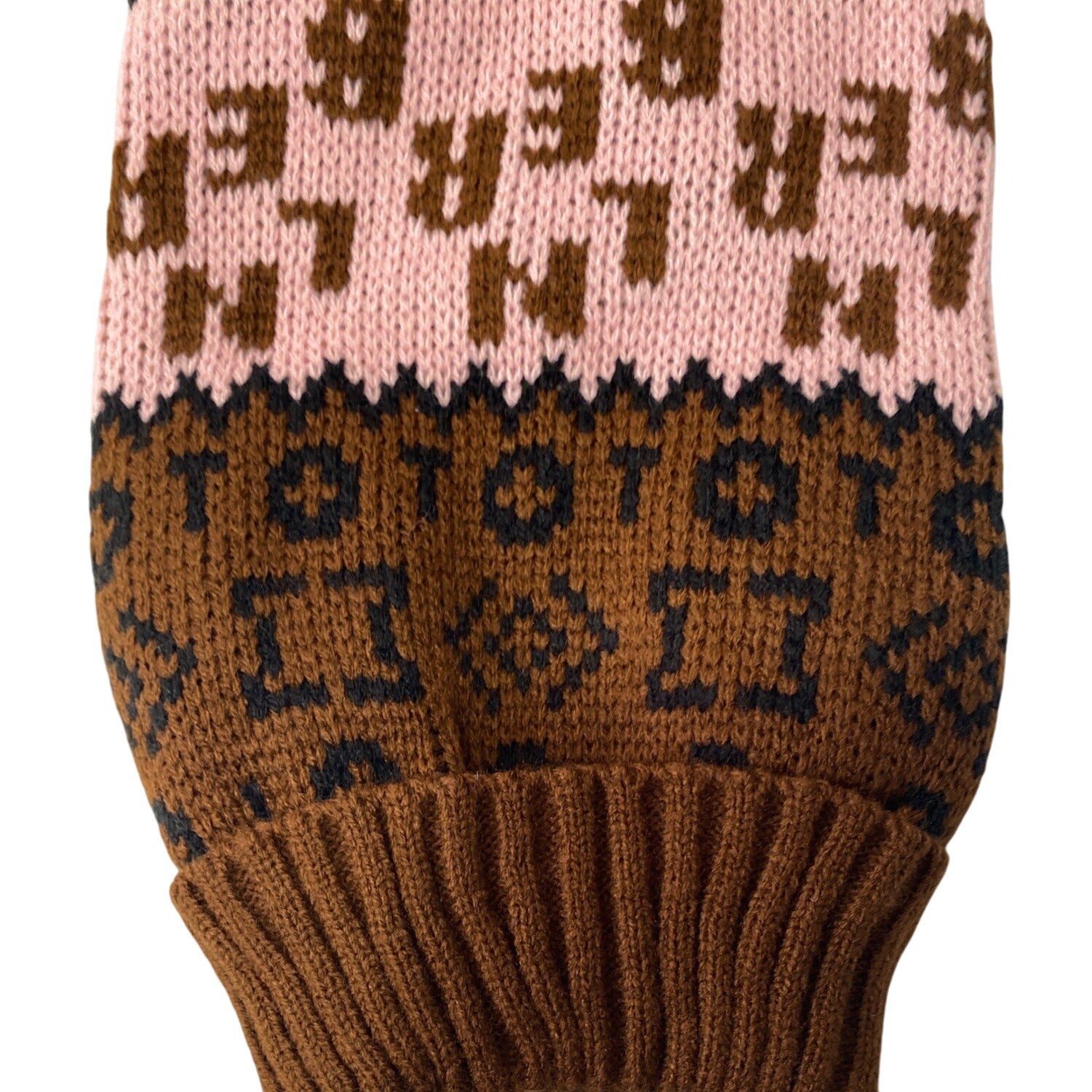 Turtleneck Pet Knit Sweater Brown Pink Acrylic Winter Vest XS Warm Wear