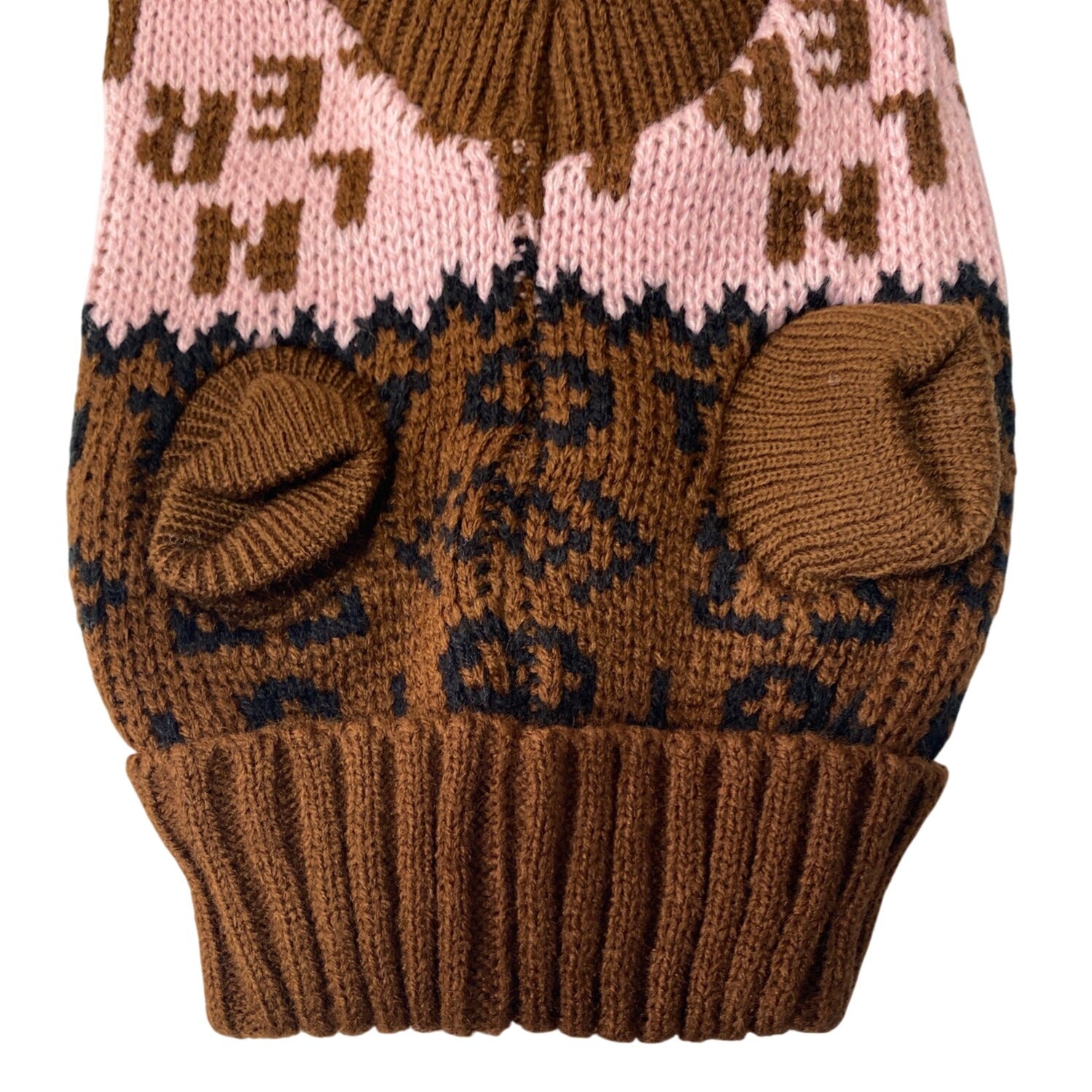 Turtleneck Pet Knit Sweater Brown Pink Acrylic Winter Vest XS Warm Wear