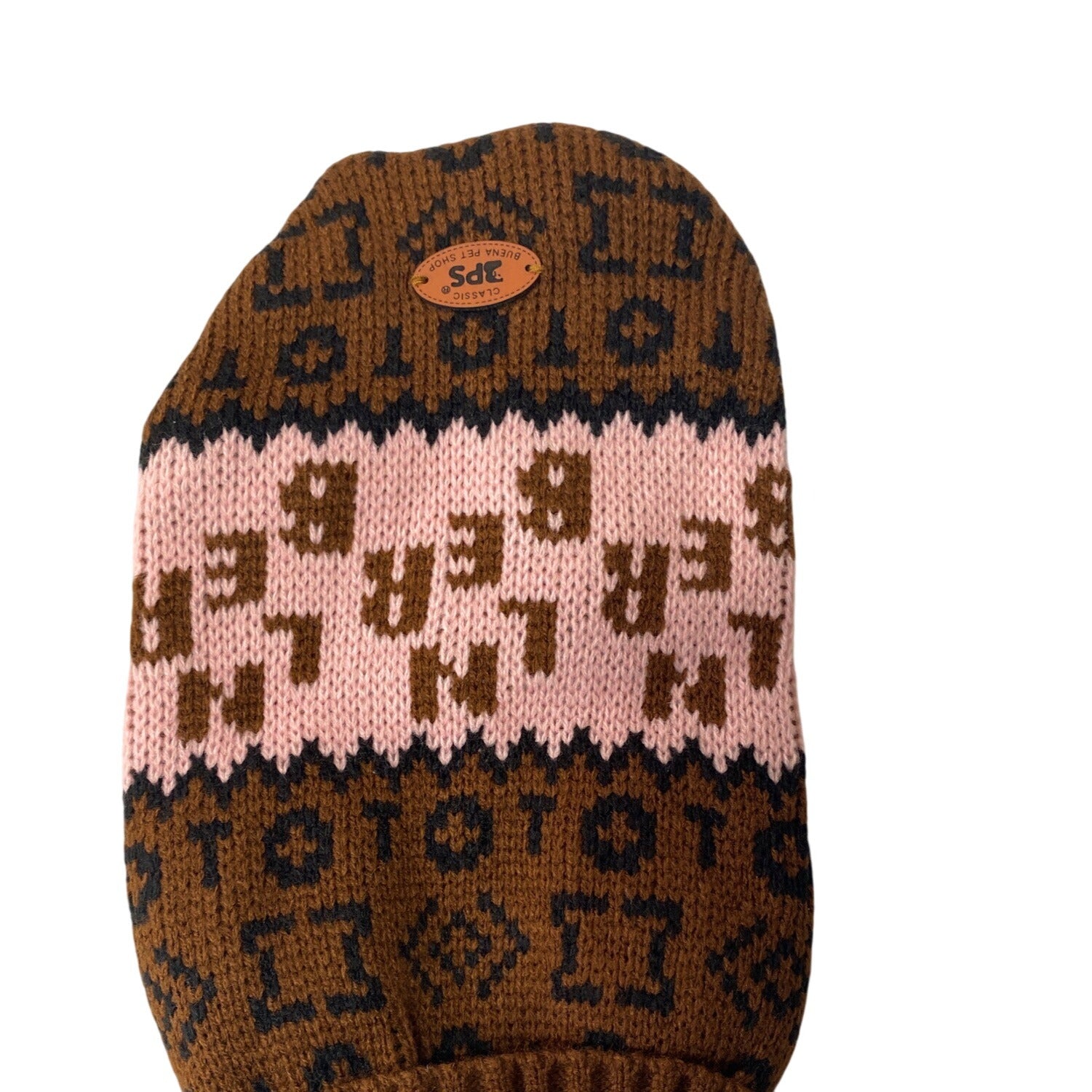 Turtleneck Pet Knit Sweater Brown Pink Acrylic Winter Vest XS Warm Wear