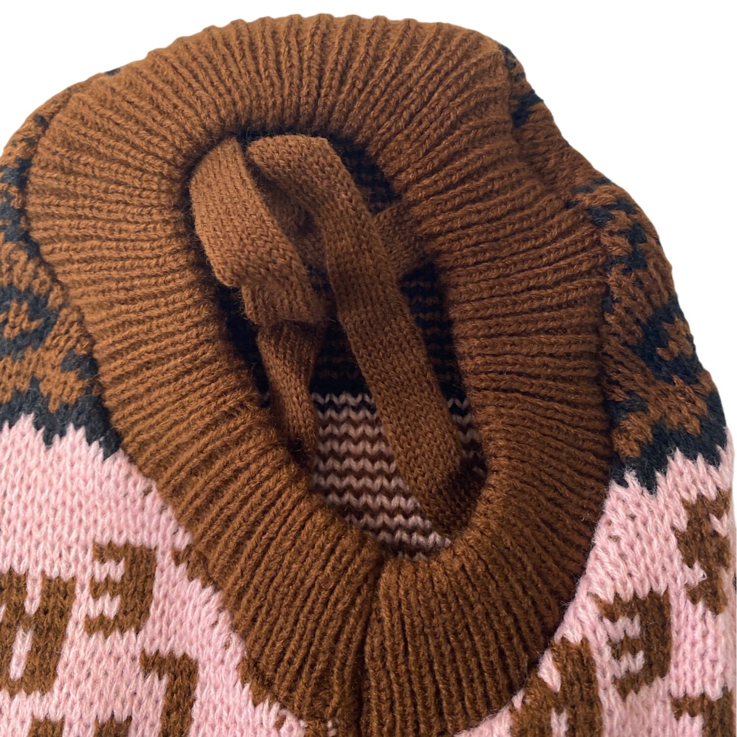 Turtleneck Pet Knit Sweater Brown Pink Acrylic Winter Vest XS Warm Wear