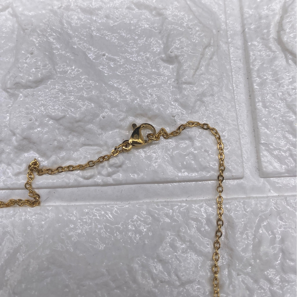 Mini Heart & Lock Chain Necklace Gold Tone Titanium Steel Adjustable