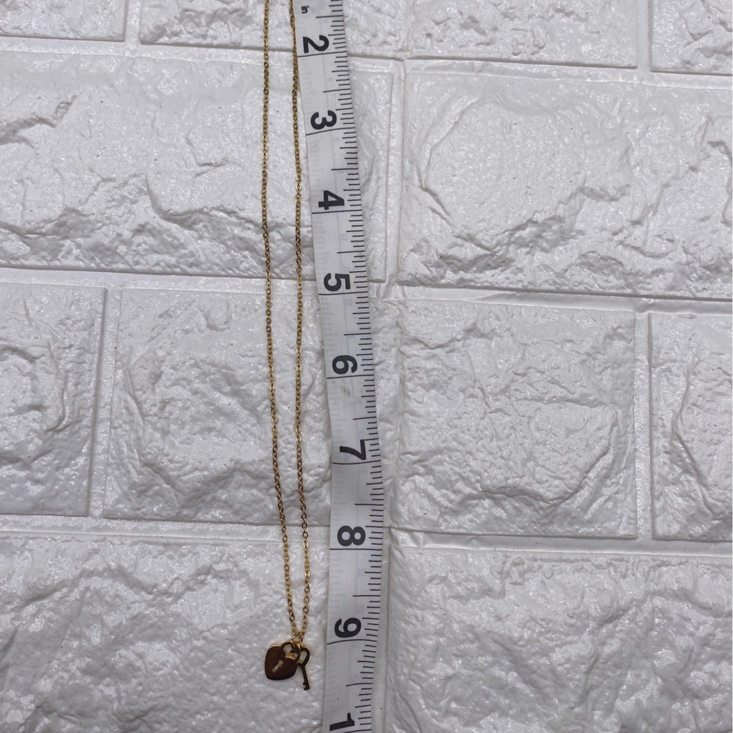 Mini Heart & Lock Chain Necklace Gold Tone Titanium Steel Adjustable