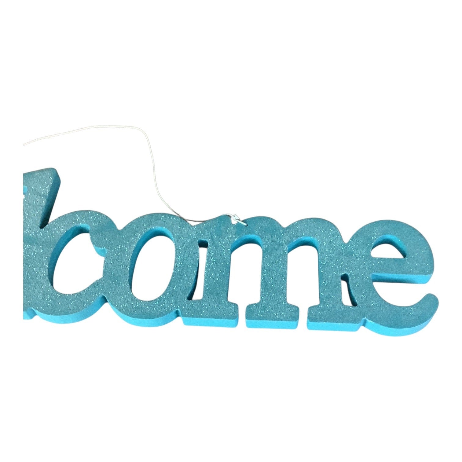 The Spring Shop Blue Glitter Welcome Sign Home Wall Decor Hanging Door Plaque