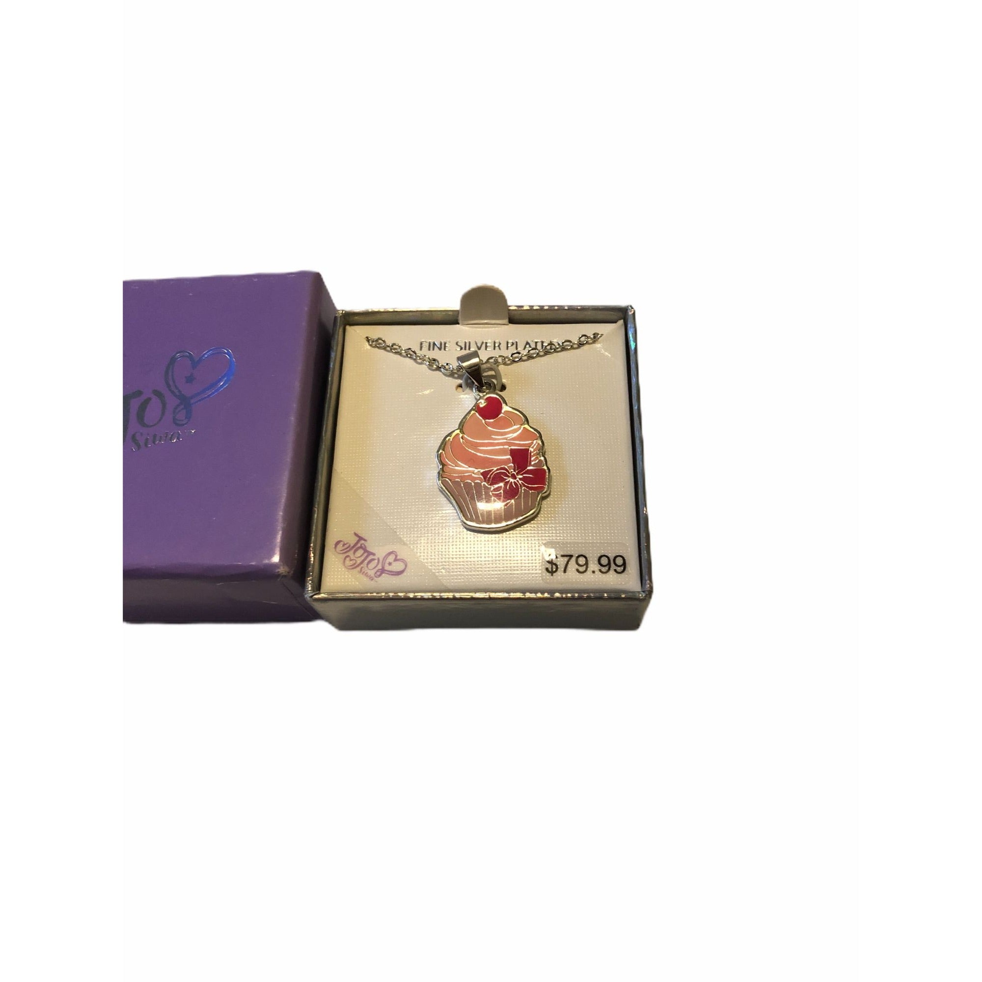 Jojo Siwa Cupcake Pendant Necklace 18" Chain Fine Silver Plated With Box Girls