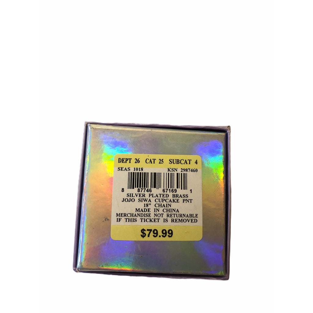 Jojo Siwa Cupcake Pendant Necklace 18" Chain Fine Silver Plated With Box Girls