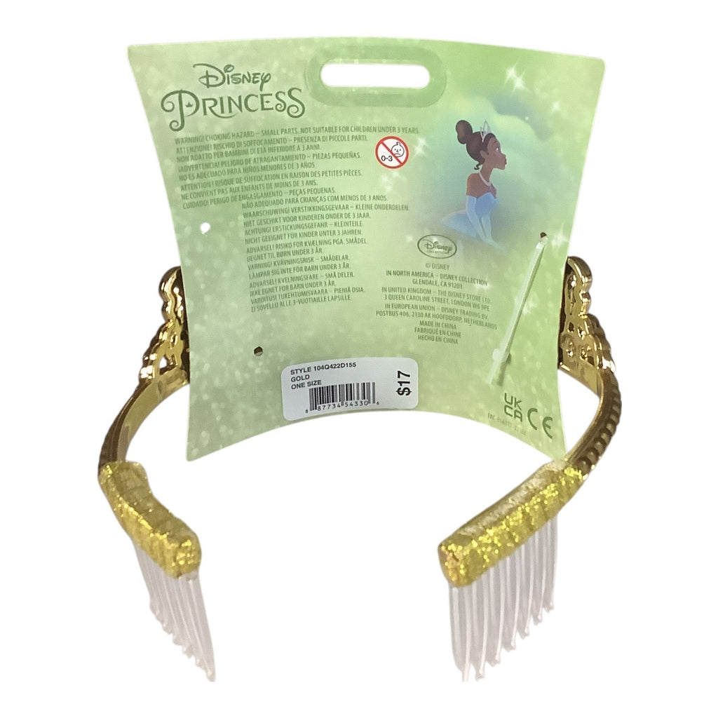 Disney Princess Tiana Gold Tiara With Glitter Bow Gem Accents For Kids Ages 3+