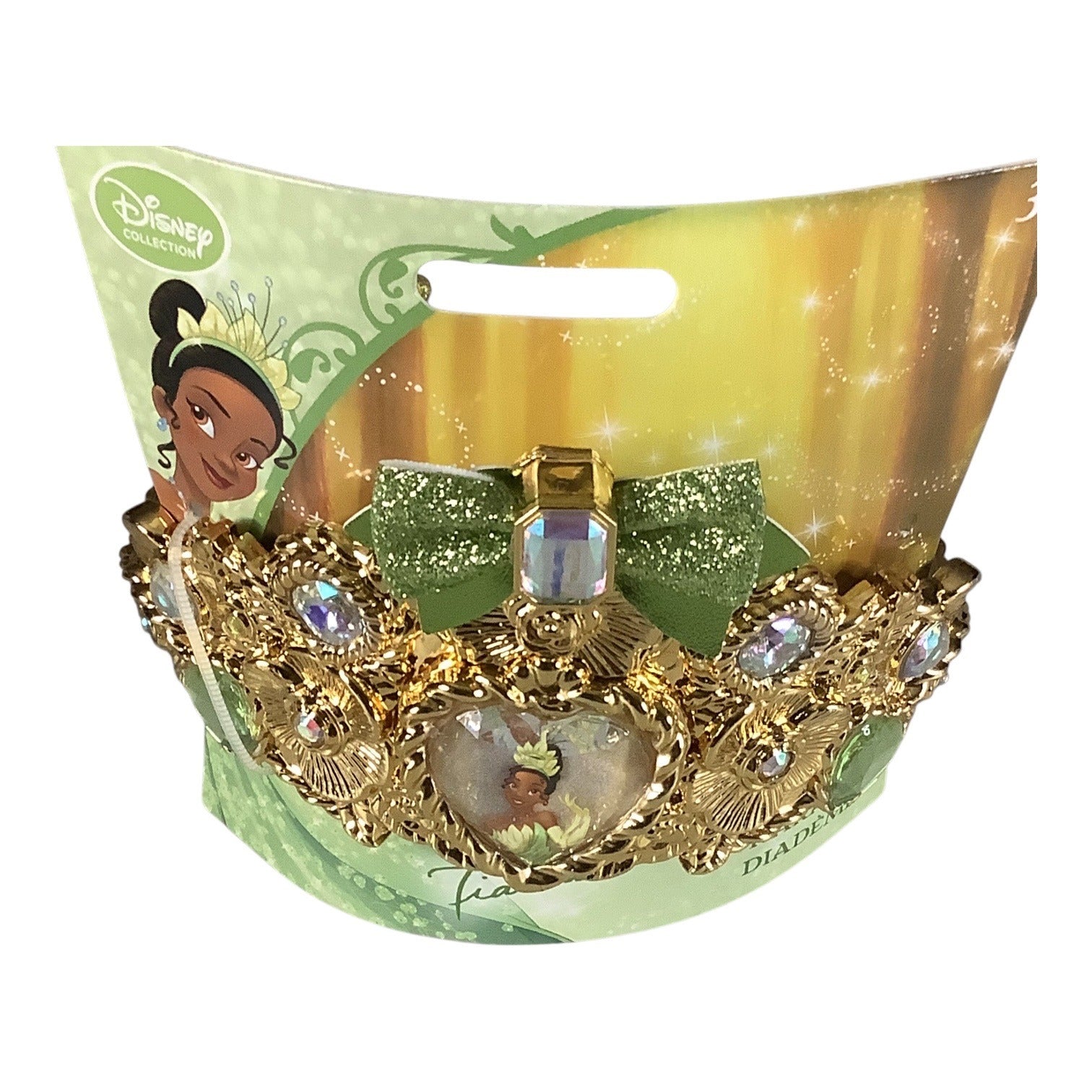 Disney Princess Tiana Gold Tiara With Glitter Bow Gem Accents For Kids Ages 3+