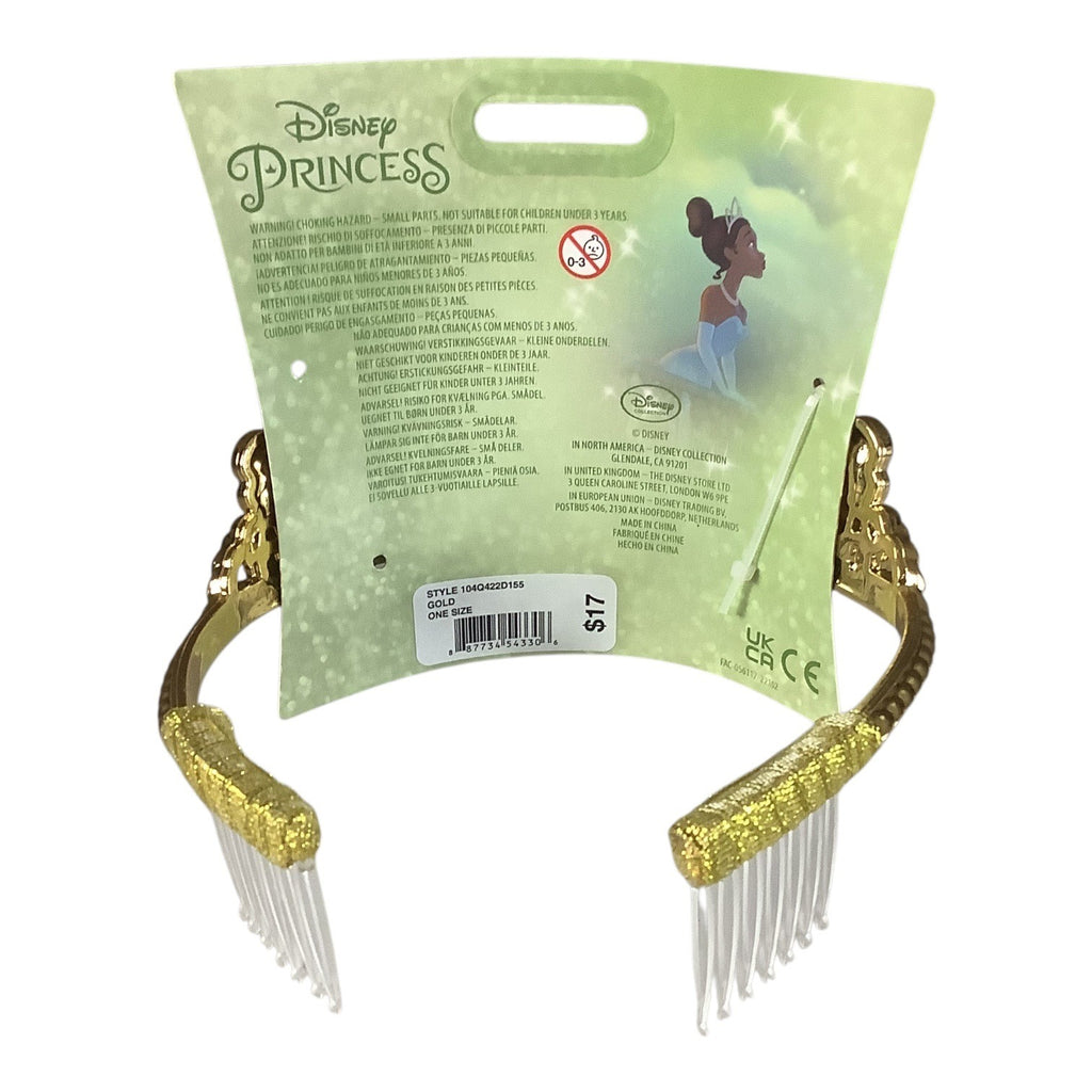 Disney Princess Tiana Gold Tiara With Glitter Bow Gem Accents For Kids Ages 3+